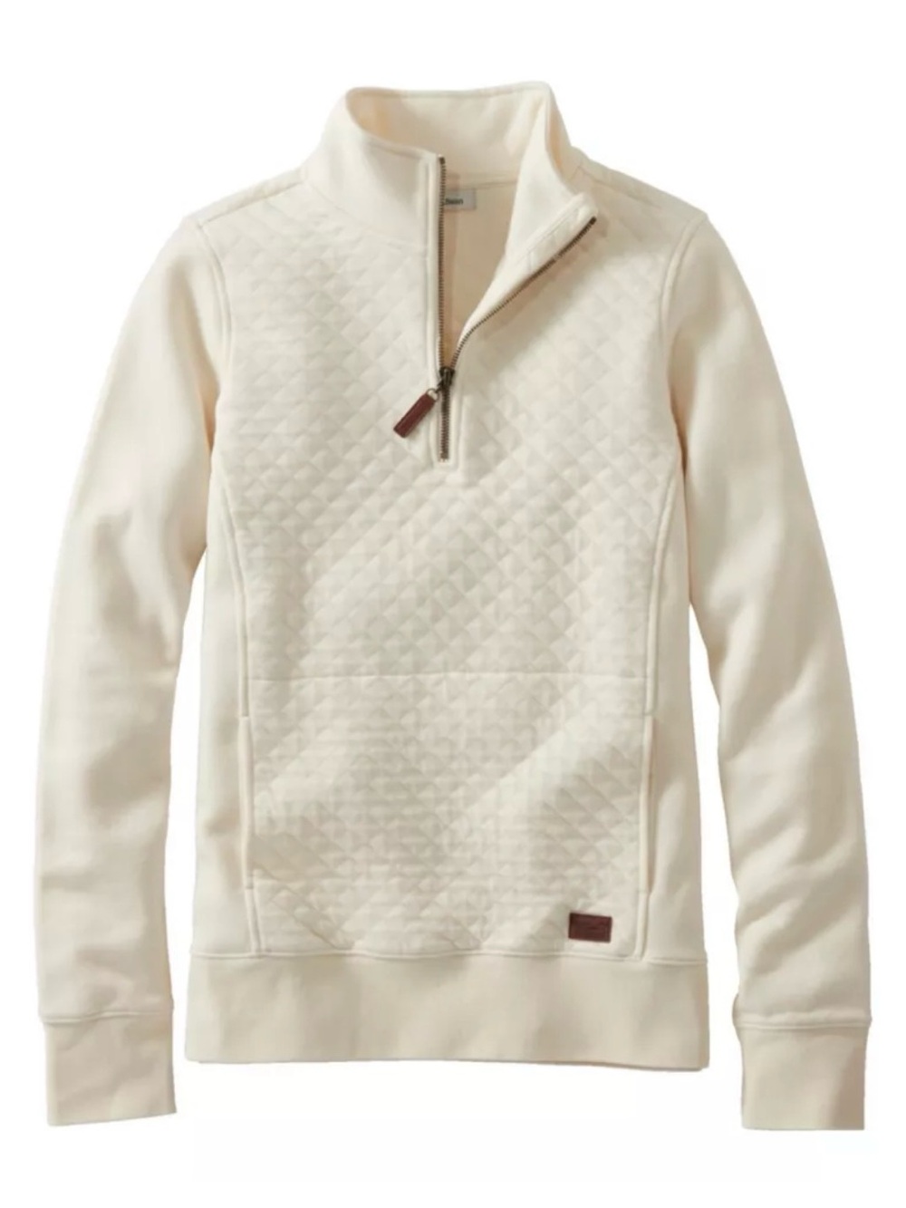 Womens Ivory Quilted Half-Zip Sweater L.L.Bean